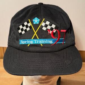 Vintage 1997 Chrysler Spring Training Checkered Flag Racing Snapback Hat Cap USA